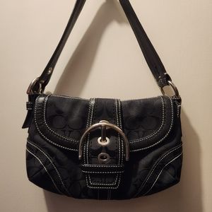 Coach 10296 Flap Black Canvas Shoulder Bag